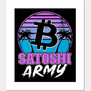 Satoshi Army Retrowave Cryptocurrency BTC Bitcoin Posters and Art